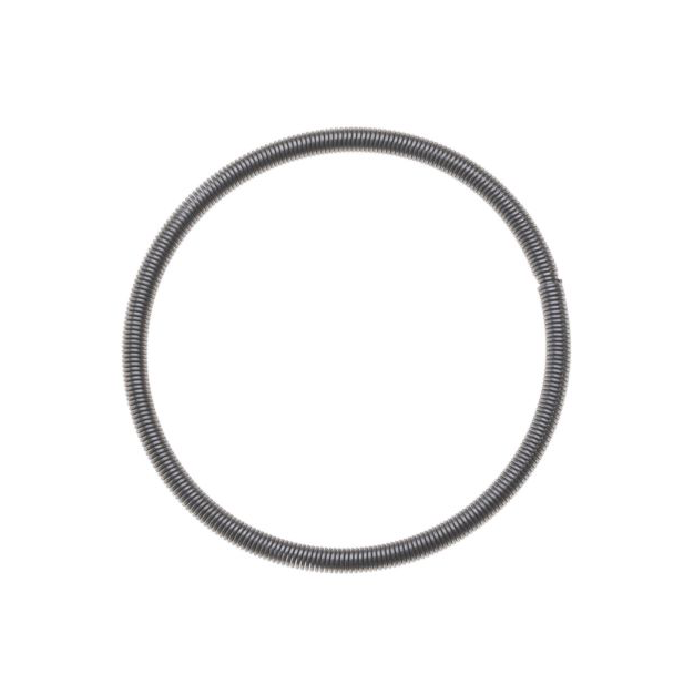 A coiled metal ring against a white background.