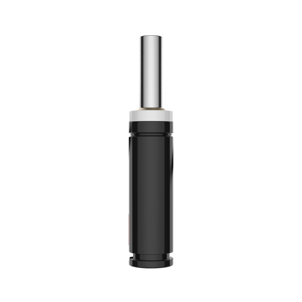 A sleek black and silver nitro spring on a solid white background.